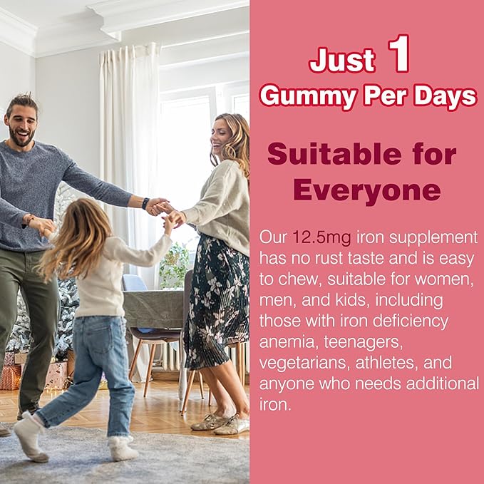 Vegan Omega 3 Gummies 1000mg+Iron Supplement 12.5mg
