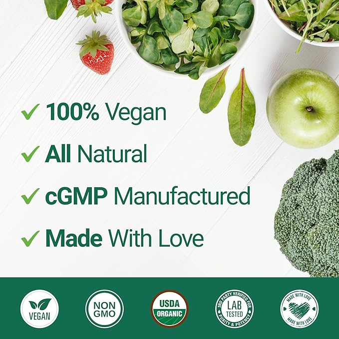 Nested Naturals Super Greens Daily Superfood Powder - Certified USDA Organic Green Powder w/20+ Whole Foods Spirulina PowderWheat &amp Barley Grass - Probiotics Fiber &amp Enzymes - Original Flav