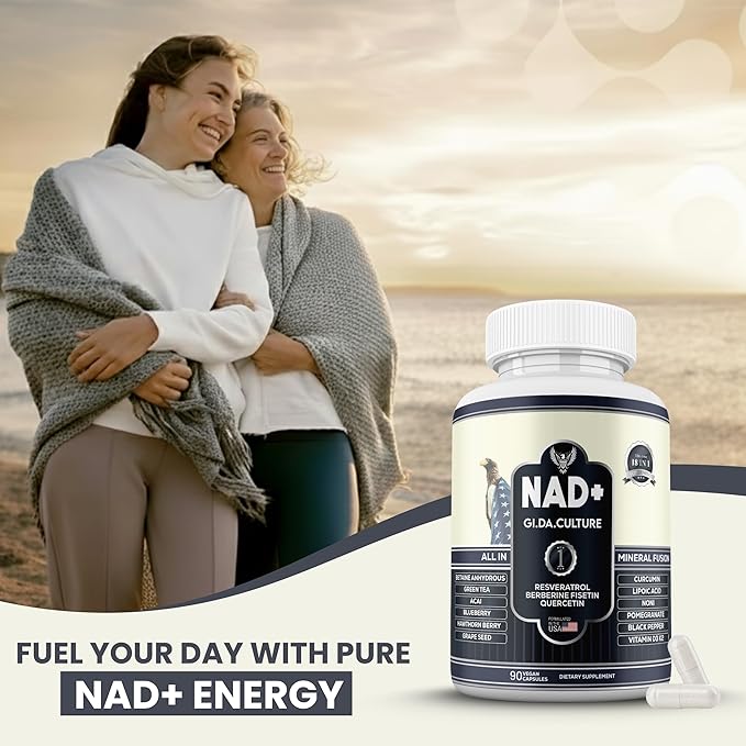 NAD+ Resveratrol Supplement for Energy Cellular Health &amp Healthy Aging – High Potency NAD Plus Capsules for Men &amp Women – Antioxidant Support (180 Count (Pack of 1))