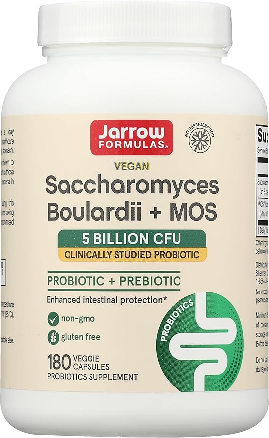 Jarrow Formulas Saccharomyces Boulardii Probiotics + MOS 5 Billion CFU Probiotic Yeast &amp Doctor's Best High Absorption Magnesium Glycinate Lysinate