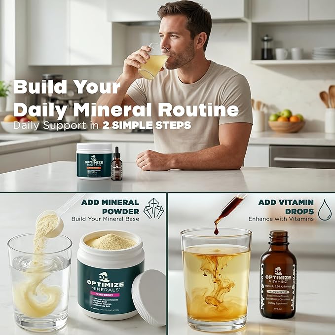 Optimize Minerals Vitamins and Mixed Berry Bundle | All in-One Supplement Pack Ionic Trace Mineral Blend Electrolyte and Micronutrient Support