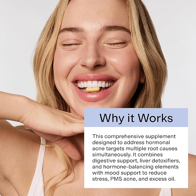 CLEARSTEM - MINDBODYSKIN Hormonal Acne Supplement (5-HTP) - Natural DIM Supplement - Skin Care Vitamins - Hormone Balance Antioxidants - Gluten Free Cruelty Free - 30 Servings 90 Capsules