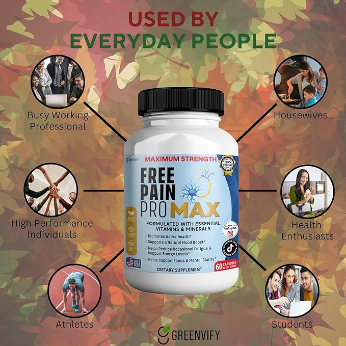 Free Pain ProMax Maximum Strength 60 Capsules Nerve Health Support with Vitamins &amp Minerals 30 Day Supply (3)