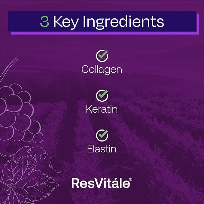 ResVitále Beauty 3 - Skin Care Supplement with Collagen Keratin &amp Elastin - 90 Capsules
