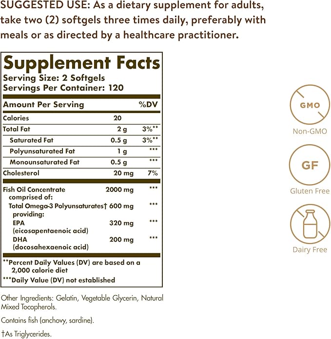 Solgar Omega-3 Fish Oil Concentrate 240 Softgels