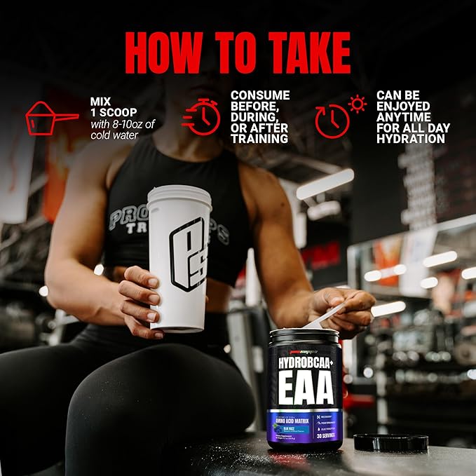ProSupps HydroBCAA Essential Amino Acids Powder Blue Raspberry - Workout Supplement with BCAA EAAs &amp Electrolytes for Hydration &amp Recovery - Stimulant-Free Soy &amp Gluten-Free - 30 Servin