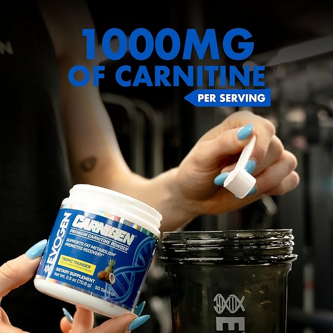 Evogen Carnigen - Premium Carnitine Powder | Supports Fat Metabolism &amp Promotes Recovery | Stimulant-Free L Carnitine Supplement Matrix with Acetyl L-Carnitine | Tropic Thunder | 50 Servings