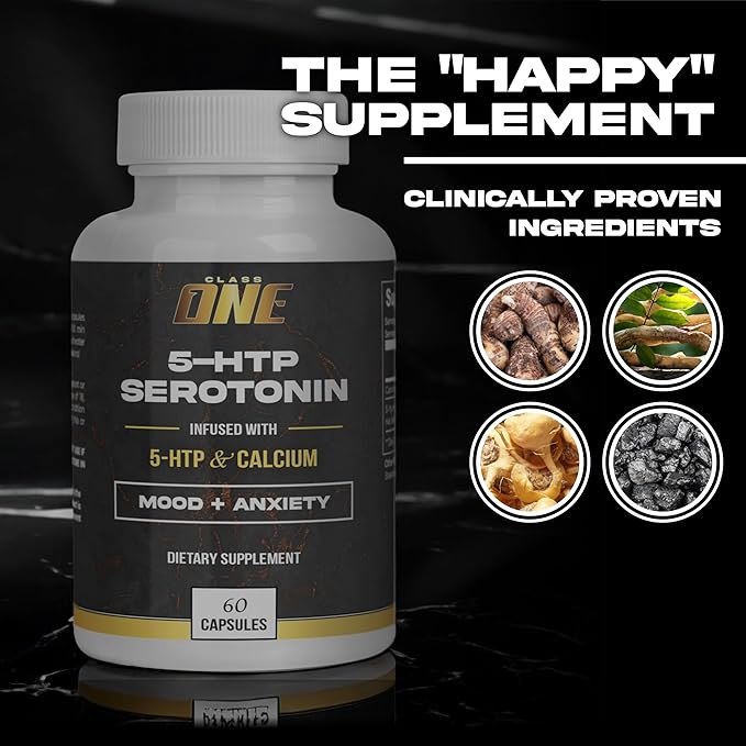 5-HTP Serotonin Support – Mood &amp Well-Being Supplement – 60 Capsules Non-GMO &amp Gluten-Free