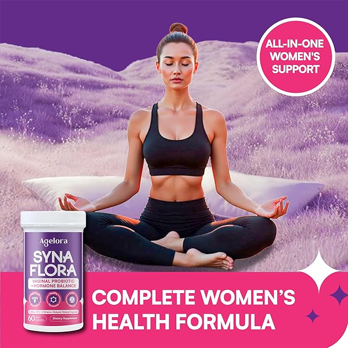 SynaFlora Vaginal Probiotics for Women | Hormone Balance with Maca Root Saffron &amp Hops | pH Balance &amp Mood Support | NSF Certified | GMP Made in USA | 60 Vegan Capsules