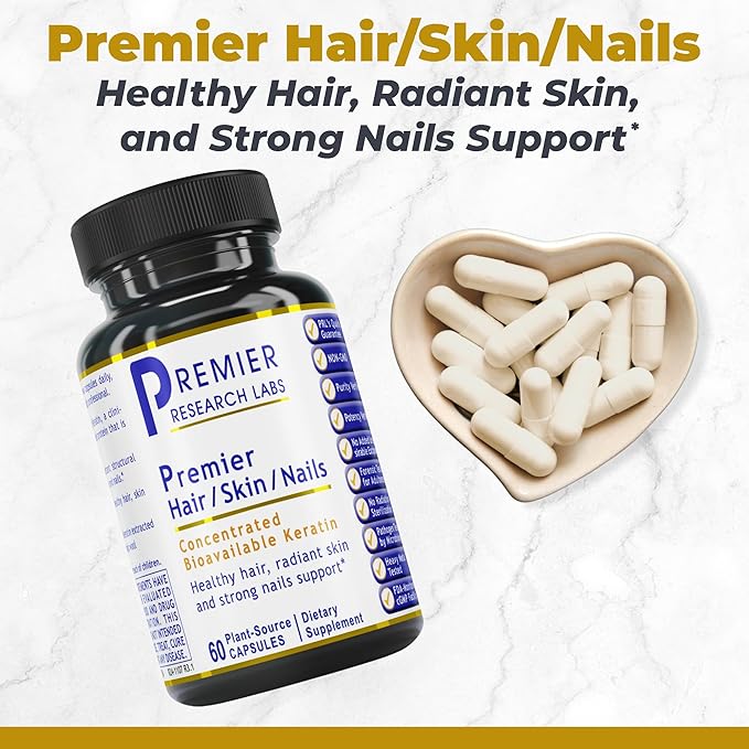 Premier Research Labs Premier Hair/Skin/Nails - Hair Growth Supplement for Women &amp Men with Keratin Vitamins for Hair Growth Beauty from Within for Hair Skin and Nails - 60 Vegetarian Capsules