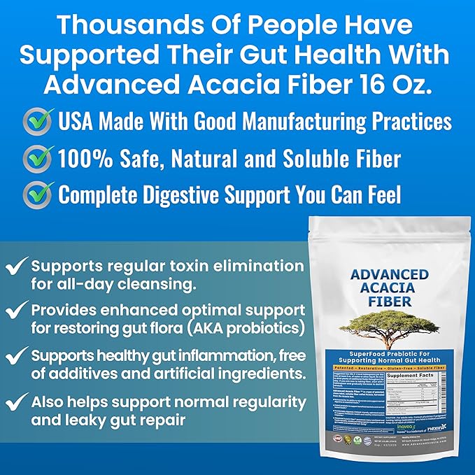 Advanced Acacia Fiber Powder Bundle 2.5 Ibs (40oz) Soluble Fiber Leaky Gut Repair Powder + Organic Use Sodium Bicarbonate Alkaline Supplement for Alkalinity 1.5 LB