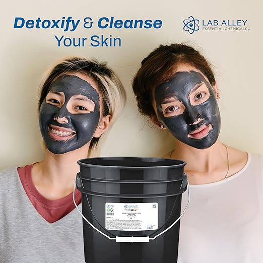 Lab Alley Activated Charcoal Powder Food Grade Kosher Certified Halal Wood Based Ideal for Water &amp Air Filtration Detoxifying Skincare Products and Odor Control (20 Pounds)