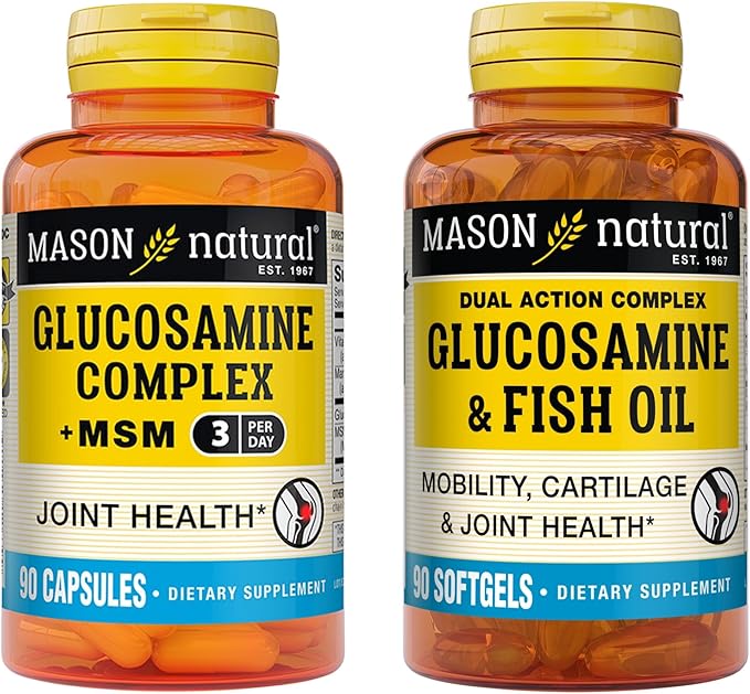 MASON NATURAL Ultimate Joint Support Bundle Glucosamine &amp Fish Oil + Glucosamine Complex with MSM 90 Softgels + 90 Capsules