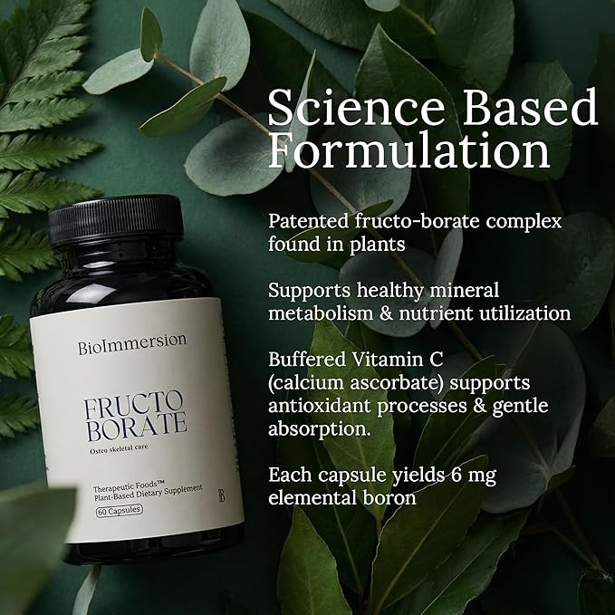 Bioavailable Boron Supplement 6mg. 60 Caps of Fructo Borate Bor Complex Supports Healthy Bones Joints Metabolism. Whole Food Derived Boron Joint Supplement w/ Carbohydrate Linkage. Vegan Non-GMO