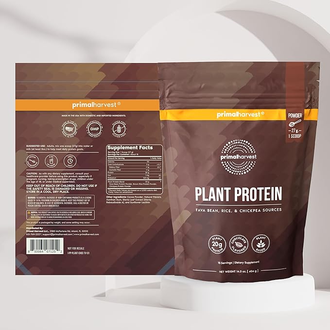 Primal Creatine Powder + Chocolate Protein Vegan Powder Bundle | 2-Pack | Build Muscle Enhance Recovery &amp Fuel Performance | 30 Servings Each