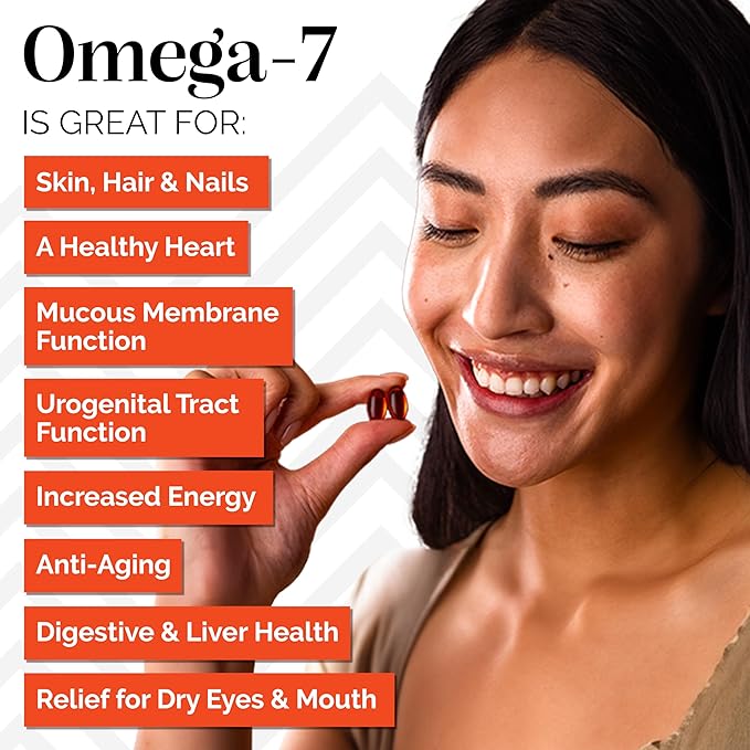 sibu Sea Buckthorn Omega-7 Softgels (30-Day Refill Sachet) – Supplement for Healthy Skin Hair Nails and Dryness