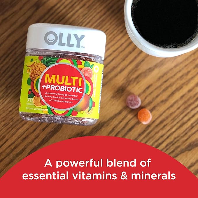 OLLY Multi + Probiotic Adult Multivitamin Gummy 1 Billion CFUs Digestive and Immune Support &amp Probiotic + Prebiotic Gummy Digestive Support and Gut Health 500 Million CFUs Fiber
