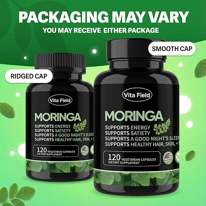 Moringa Capsules - Pure Moringa Leaf Powder 12000mg | 3-Month Supply | Third-Party Tested Non-GMO Gluten-Free | Supports Natural Energy &amp Vitality for Seniors