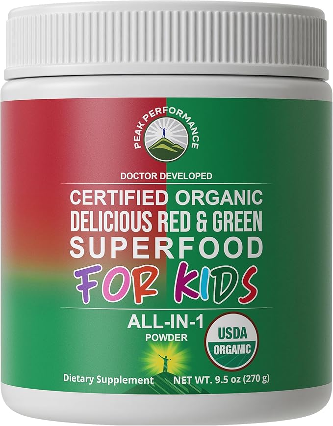 Kids Greens and Reds Superfood Powder - Best Tasting Organic Vegan Super Food Juice with 25+ Fruits and Vegetables - Gluten Free Real Food Vitamins - Green and Red Superfoods Supplement for Children