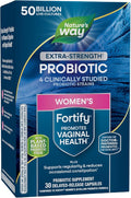 Nature's Way Women's Extra Strength(1) Fortify Probiotic 50B Cultures Supports Digestive Vaginal &amp Immune Health* Plant-Based Prebiotic Fiber Non-GMO Project Verified 30 Capsules