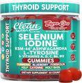 ThyroGlow Thyroid Support Gummies Selenium Iodine KSM 66 Ashwagandha L Tyrosine Vitamin D C B12 B6 Turmeric Blueberry Holy Basil Folate Bladderwrack By Clean Nutra