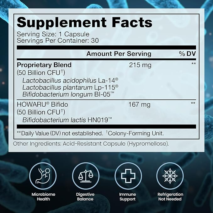 Pure Therapro Rx Power Probiotic 100B | 30 Acid Resistant Capsules - 1 Month Supply | 4 Proven Strains 100 Billion CFU | Flora Balance &amp Digestion | NO Refrigeration Required | Non-GMO | Zero Fill