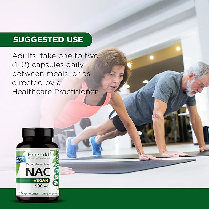 EMERALD LABS NAC 600mg - N-Acetyl-L-Cysteine - Vegan Amino Acid Supplement That Supports Detoxification - 60 Vegetable Capsules (60-Day Supply)
