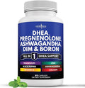 NEW AGE DHEA Supplement - Pregnenolone for Men &amp Women with DIM Ashwagandha Boron Calcium Magnesium Zinc Vitamin D3 5000iu - Support Capsules - 60 Count