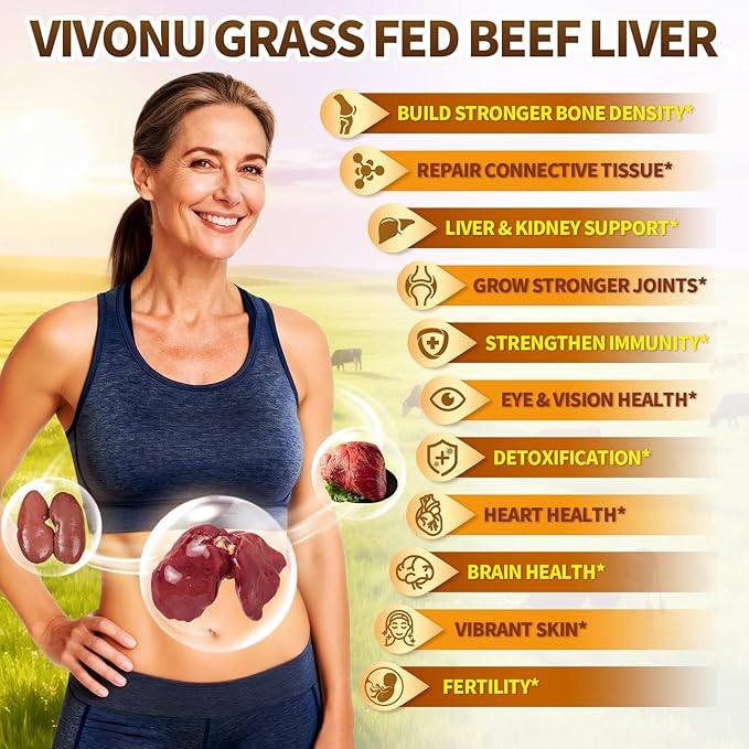 VivoNu Beef Organ Supplement for Women - Beef Liver Kidney Pasture Raised in New Zealand - No Fillers or Flow Agents (360 Capsules)