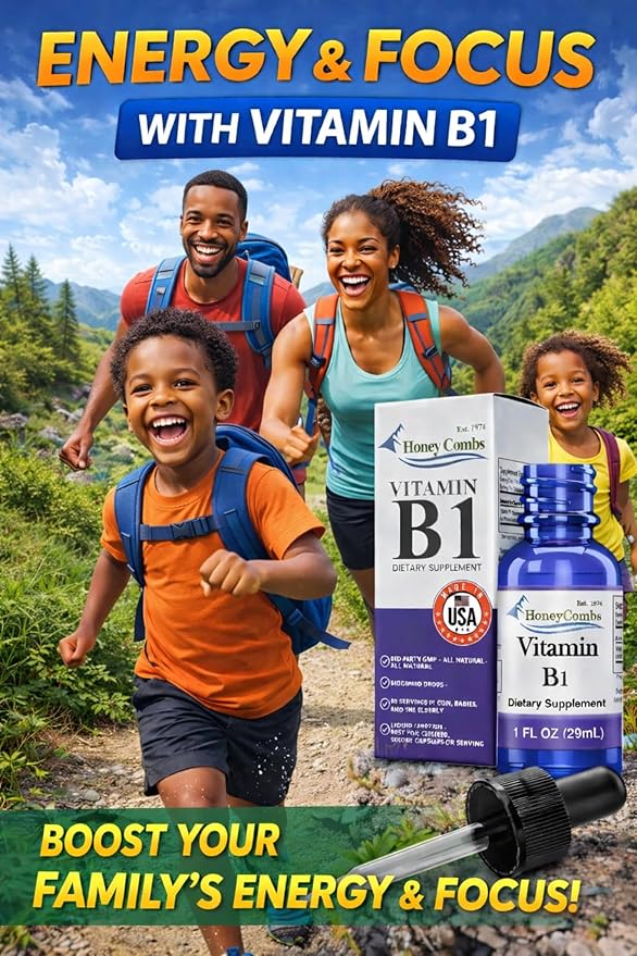 Vitamin B1 (Thiamine) Drops - High Potency Thiamine Vitamin B1 Extract - Vegan Alcohol-Free Non-GMO Vitamin Liquid - Maintain Nervous System Health Support Digestion &amp Boost Energy 1 Fl Oz.