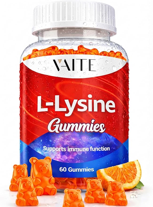 VAITE L-Lysine 1000mg Gummies - Supports Skin Lip Vegan Gluten Free Vitamins for Adults Tissue Health &amp Immune System Chewables Amino Acid Vitamin Supplement &amp Complex Supplements Non-G