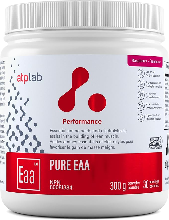 ATP LAB Pure EAA Powder 300g - Raspberry Flavor - Complete 11 EAAs Blend - L-Lysine &amp L-Methionine Supplement - Essential Amino Acids with Electrolytes for Active Living and Post-Exercise Support