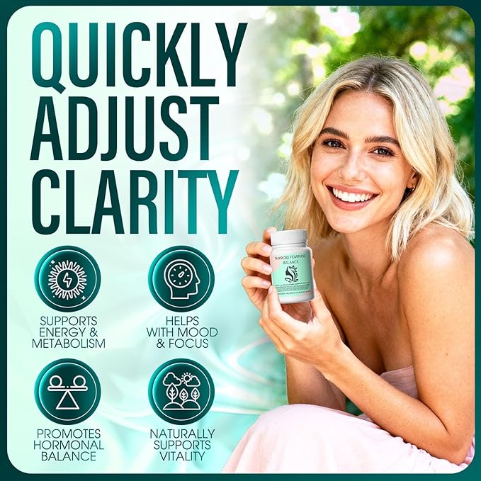 Thyroid Feminine Balance Thyroid Support for Women with Iodine Selenium Zinc Ashwagandha &amp L-Tyrosine Hormone Balance Improve Energy &amp Focus(1)