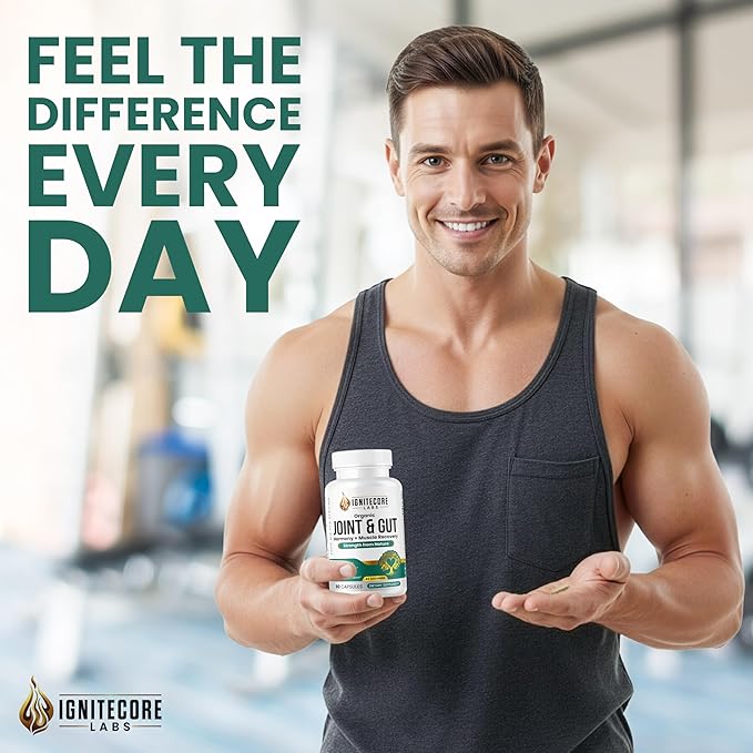 Organic Joint &amp Gut Harmony – Turmeric Ginger Collagen Magnesium &amp Probiotics Blend – Plant-Based Daily Supplement – 90 Vegetable Capsules Made for General Well-Being and Everyday Support
