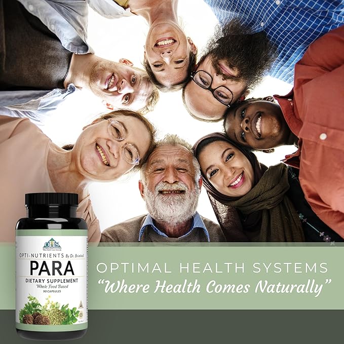 Optimal Health Systems Opti-para | Herbal GI &amp Microbial Balance Support Cleanse with Enzymes &amp Botanicals | Wormwood Black Walnut Pumpkin Clove Garlic Aloe + | 90 Capsules