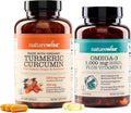 NatureWise Curcumin Turmeric 2250mg w/Black Pepper 95% Curcuminoids Capsules 180 Count + Omega 3 Fish Oil 1000mg 60 Count - Bundle for Immune &amp Heart Health Support - Gluten Free Non-GMO