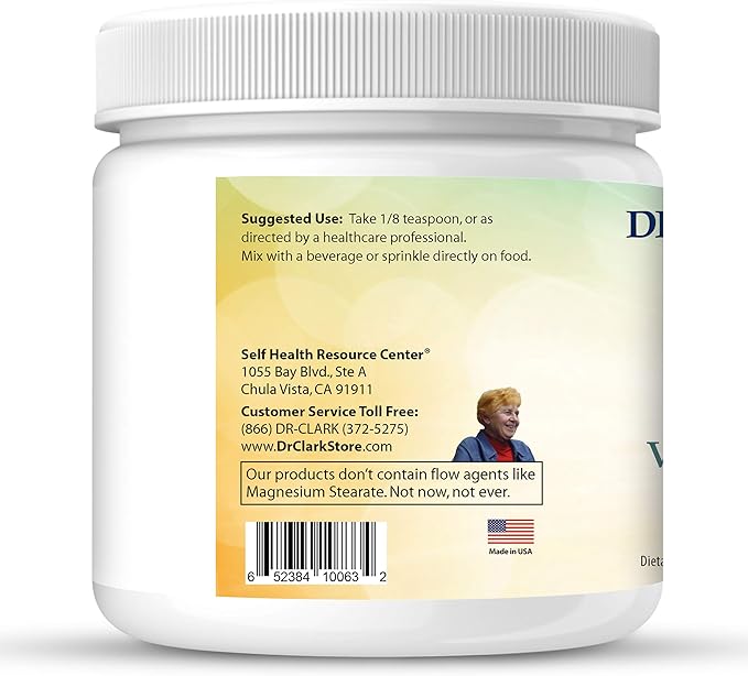 Dr Clark Vitamin C Powder Ascorbic Acid - Immune Support Supplement Gluten Free Potent antioxidant Supports Brain Function Promotes Tissue Formation and Repair 454gm | 16oz
