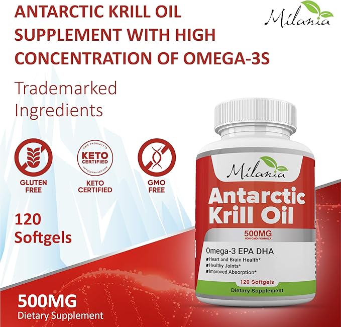 Antarctic Krill Oil - 120 Softgels - Omega-3 EPA DHA with Astaxanthin - Sourced from Red Krill - Maximum Strength - 500mg