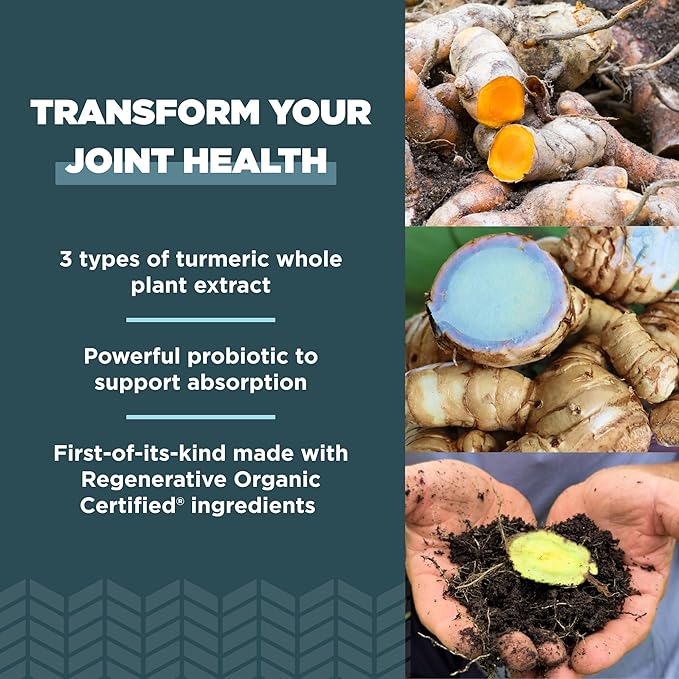 Ancient Nutrition Regenerative Organic Certified Turmeric Capsules Once Daily Use as a Joint Supplement and Supports Inflammation Gluten Free Paleo and Keto Friendly 90 Count