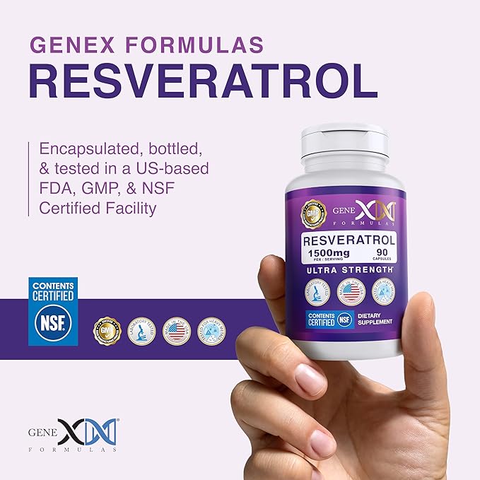 Genex Formulas 1500mg Resveratrol with BioPerine for Absorption (3 Pack) | Organic Trans-Resveratrol Capsules from Japanese Knotweed Antioxidant Supplement for Healthy Aging