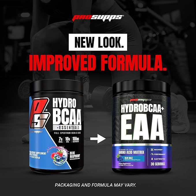 ProSupps HydroBCAA Essential Amino Acids Powder Blue Raspberry - Workout Supplement with BCAA EAAs &amp Electrolytes for Hydration &amp Recovery - Stimulant-Free Soy &amp Gluten-Free - 30 Servin