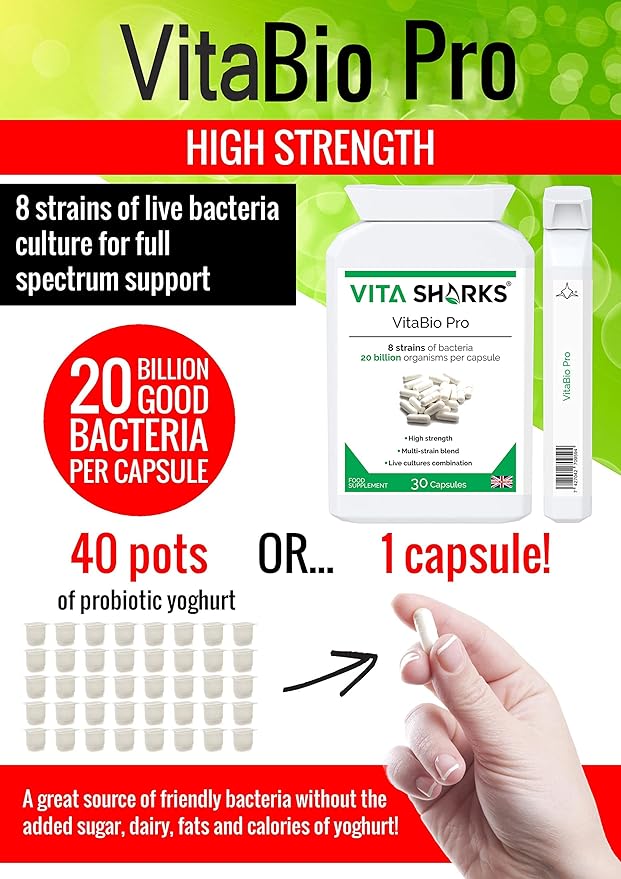 VitaBio Pro Multi Strain PROBIOTIC Supplement 20 Billion Good Bacteria PER Capsule | VITA SHARKS UK Supplement Manufacturer