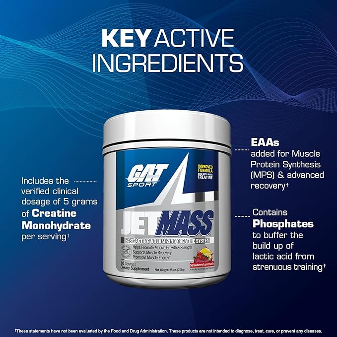GAT SPORT JetMass Fact-Acting Volumizing Creatine System 30 Servings (Tropical Ice)