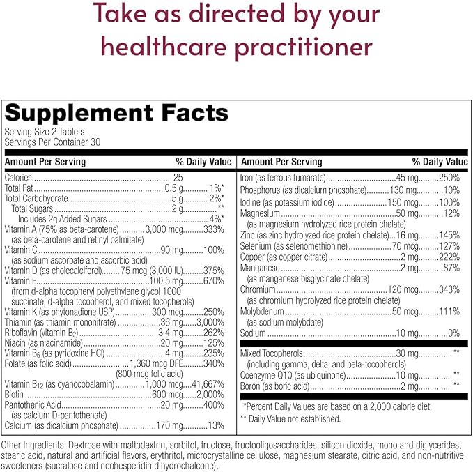 Bariatric Advantage Chewable Advanced Multi EA - High Potency Daily Multivitamin with Iron for Bariatric Surgery Patients - Mixed Fruit Flavor - 60 Count