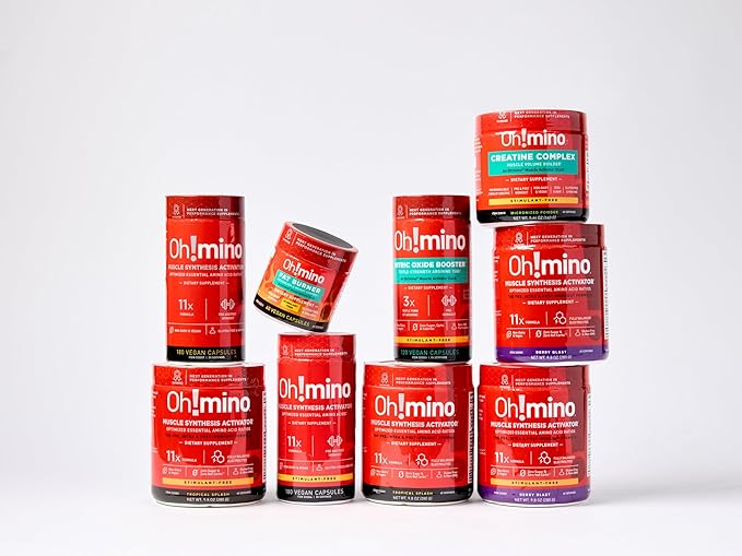 Oh!mino L-Arginine Nitric Oxide Supplement - Blood Flow Supplement Nitric Oxide Booster w/Beetroot Powder for Energy Focus Endurance Muscle Building - Pre &amp Post Workout (120-Count 30 Serving