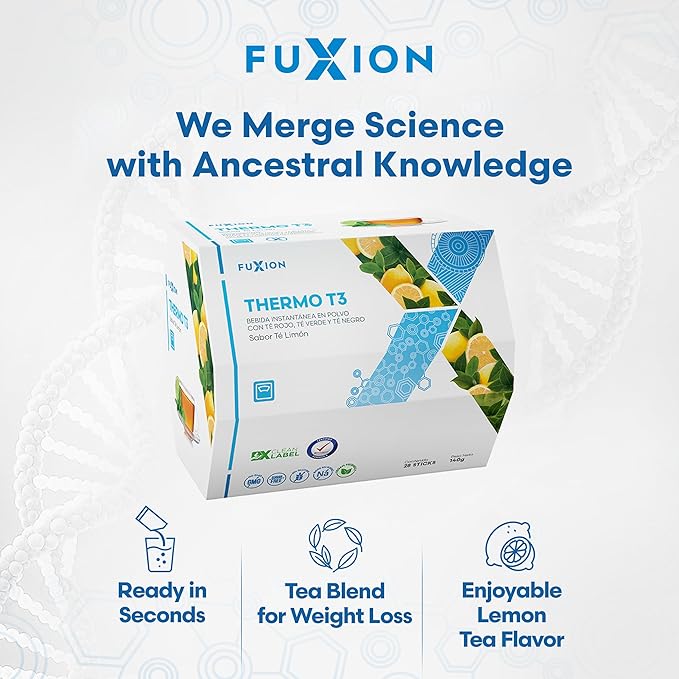 FuXion | Thermo T3 Weight Loss Tea | Blend of 3 Teas | L-Carnitine | Slim Tea for Lose Weight Fast Women and Man | Belly Fat Burner | Thermogenic Fat Burner | Helps Generate Energy | Lemon Tea Flavor