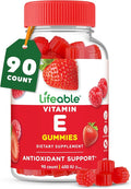 Lifeable Vitamin E Gummies | 400 IU | Great Tasting Vitamin E Supplements | Skin Eye Health and Immune Function Support | VIT E for Adults Men Women | 90 Gummies