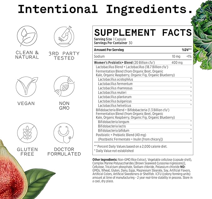 HEALIST Probiotics for Women - 20 Billion CFU Prebiotics &amp Postbiotics - Immune &amp Gut Health - Vaginal Probiotics for UT Support pH Balance - Gluten Free Vegan Non GMO 1 Probiotic Capsule
