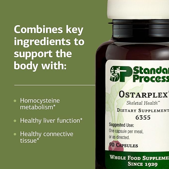 Standard Process Ostarplex - Dietary Supplement for Connective Tissue Health - Aids Liver Health &amp Function - Contains Vitamin B6 - Non-Dairy - 90 Capsules (90 Servings)
