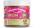 Vitamin Friends - Vegan Multivitamin &amp Iron for Kids - Daily Nutritional Support Gummies w/Ferrous Fumarate B-Complex Vitamin C Zinc Biotin - Body Function &amp Anemia - Strawberry Jam(60 Day